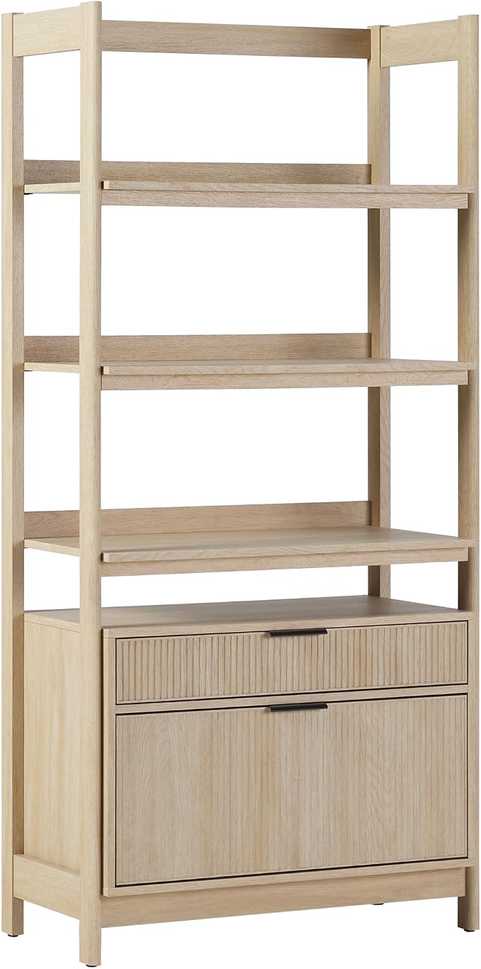 Walker Edison Transitional Open Reeded 4-Shelf Bookshelf by WalkerEdison