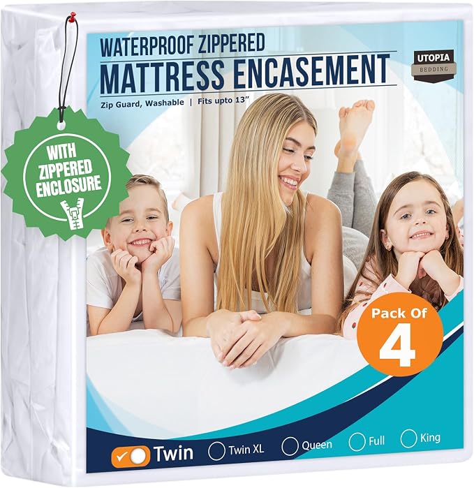 Utopia Bedding Mattress Protector Zippered Twin Size, 100% Waterproof Bed Bug by UTOPIABEDDING