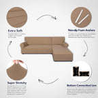 PureFit Stretch Sectional Couch Covers 2 pcs Non Slip L Shape Sofa Cover | - Image 3