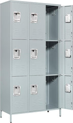 Metal Locker with 9 Doors Employees Locker, Metal Storage Locker with Hooks by Anxxsu