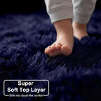 Amdrebio Dark Navy Blue Round Rug 4Ft - Image 2