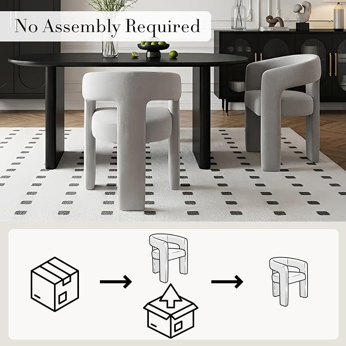 Modern Chenille Barrel Dining Chair Upholstered Fabric Dining Room Chair - Image 3