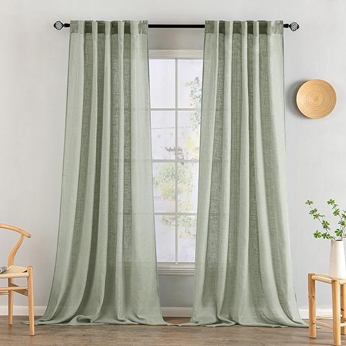 MIULEE Sage Linen Curtains 52x108 Inch by MIULEE