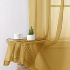 Gold Sheer Curtains 54 Inch Length 2 Panels, Light Filtering Voile Curtain - Image 8