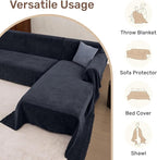 2 Pieces Sectional Couch Covers L Shaped Cover XL Navy Blue | Thick Washable - Image 6