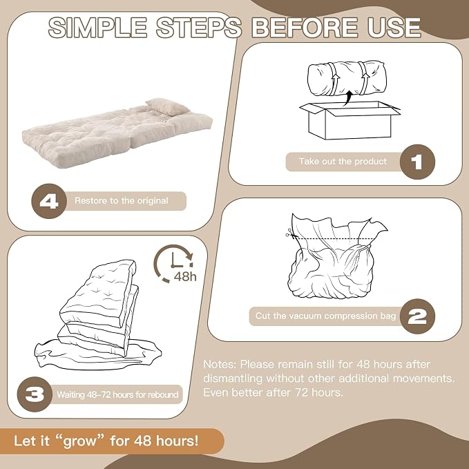Folding Sofa Bed, Convertible Sleeper Chair - Image 7