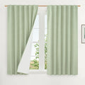 54 Inch Light Green Linen Full Blackout Window Curtains by LAMIT
