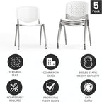 Flash Furniture HERCULES -5 Pack 880 lb. Capacity White Plastic Stack Chair | - Image 5