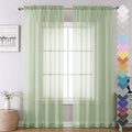 Chyhomenyc Light Green Sheer Curtains 84 Inches Long, 2 Panels | Light Filtering by Chyhomenyc
