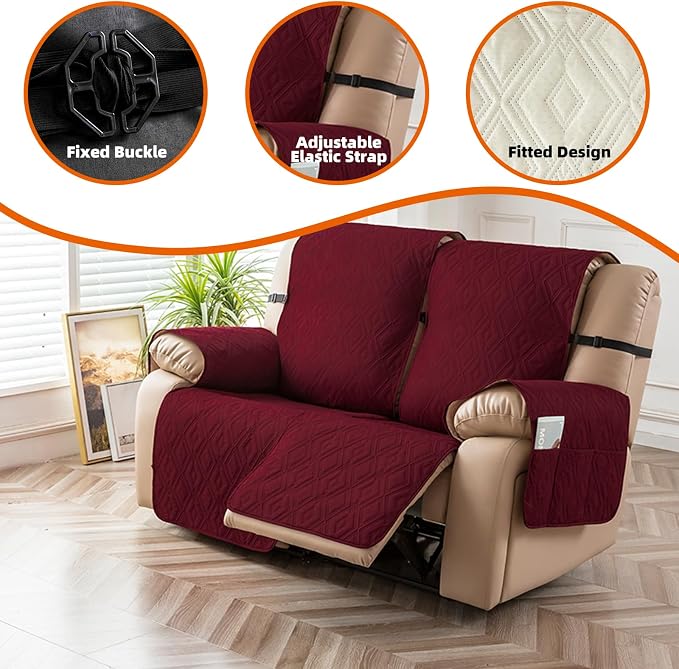Genina Waterproof Loveseat Recliner Cover Non-Slip, Sofa Cover - Image 7