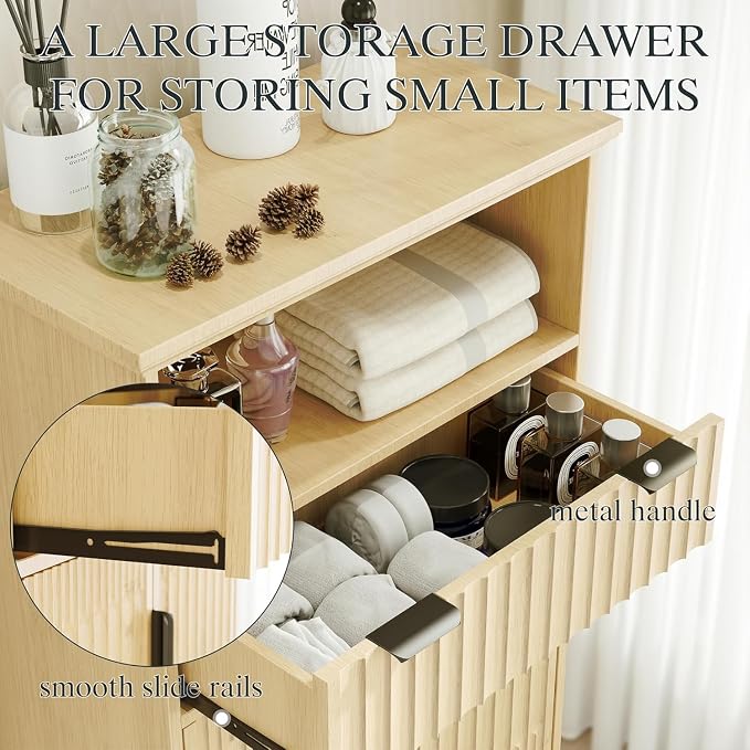 Fatmok Buffet Cabinet with Storage Seto of 2, Wood Buffet Sideboard Console - Image 5
