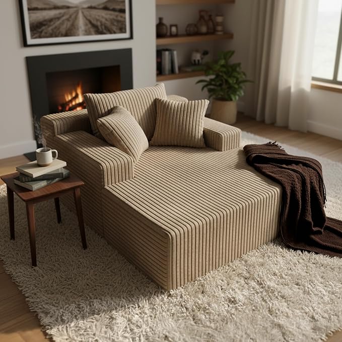 Sytopia Chaise Lounge with Armrests, Oversized Sofa Bed with 3 Pillows by Sytopia