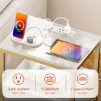 SUPERJARE Nightstand with Charging Station, Bed Side Table with Adjustable - Image 4