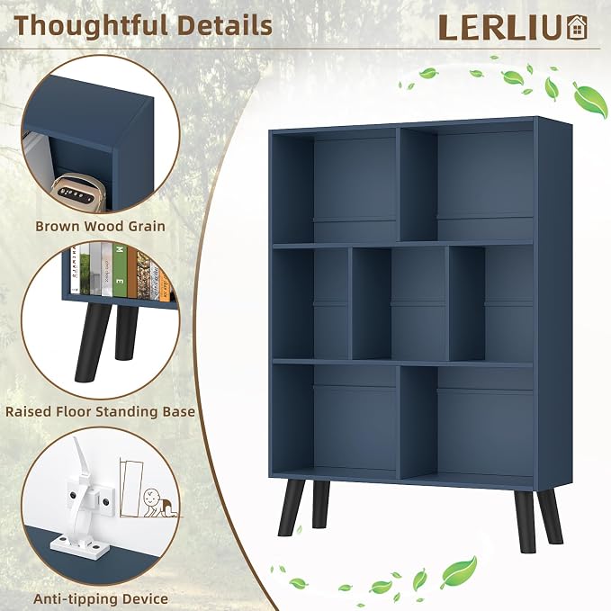 YAHARBO Blue Bookshelf, 3 Tier Book Shelf - Image 4