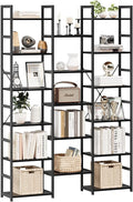 NUMENN Triple Column 6 Tier Bookshelf, Bookcase by NUMENN