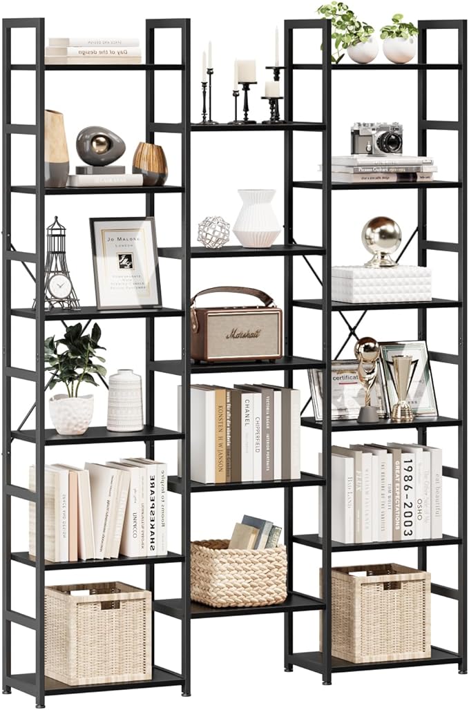 NUMENN Triple Column 6 Tier Bookshelf, Bookcase by NUMENN