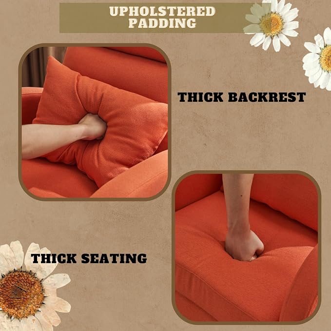 VINGLI Orange Linen Rocking Chair Nursery - Image 3