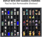 Shot Glass Display Case Wooden Cabinet Rack Holder Wall Mounted Black Shadow - Image 4