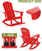 Outdoor Oversized Adirondack Rocking Chairs, All Weather HDPE Patio Rocking - Image 2