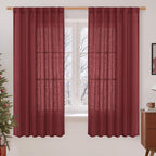 Semi Sheer Linen Curtains 63 Inch by LAMIT
