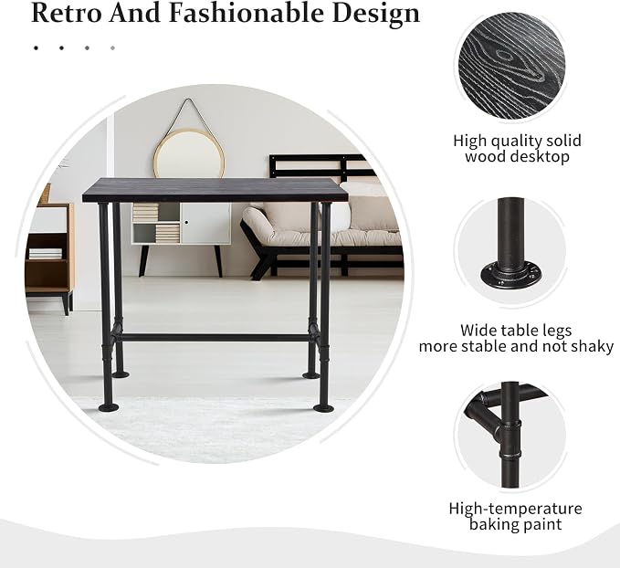 41.3inch Height Industrial Bar Table Rustic Pipe Design Kitchen Dining Table - Image 3
