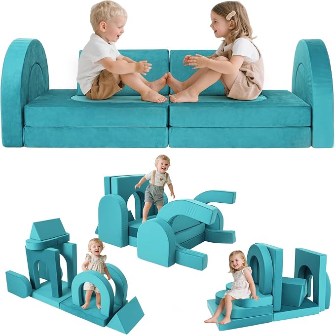 Kids Modular Play Sofa Convertible Foam Play Mat, Transformable Into a Game by FURNAWAY
