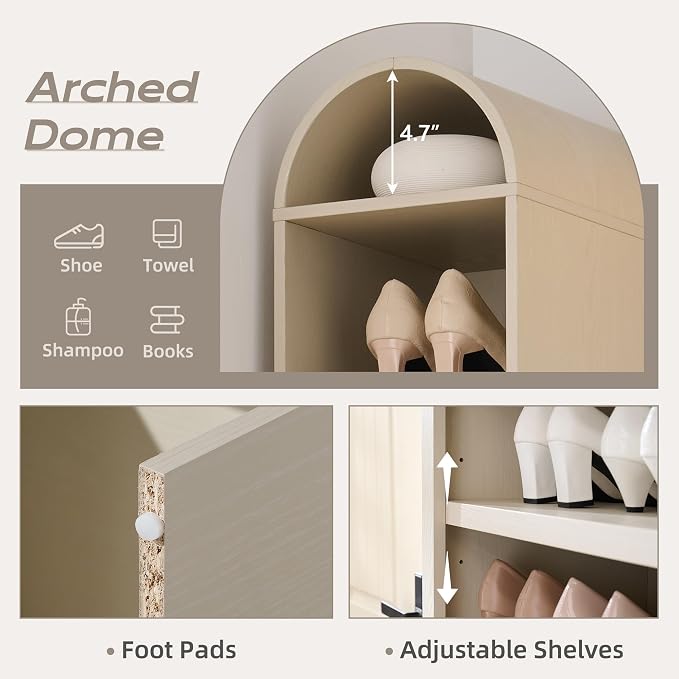 IFGET 67" Tall Arched Bookshelf, 8 Tiers Arch Bookcase - Image 3