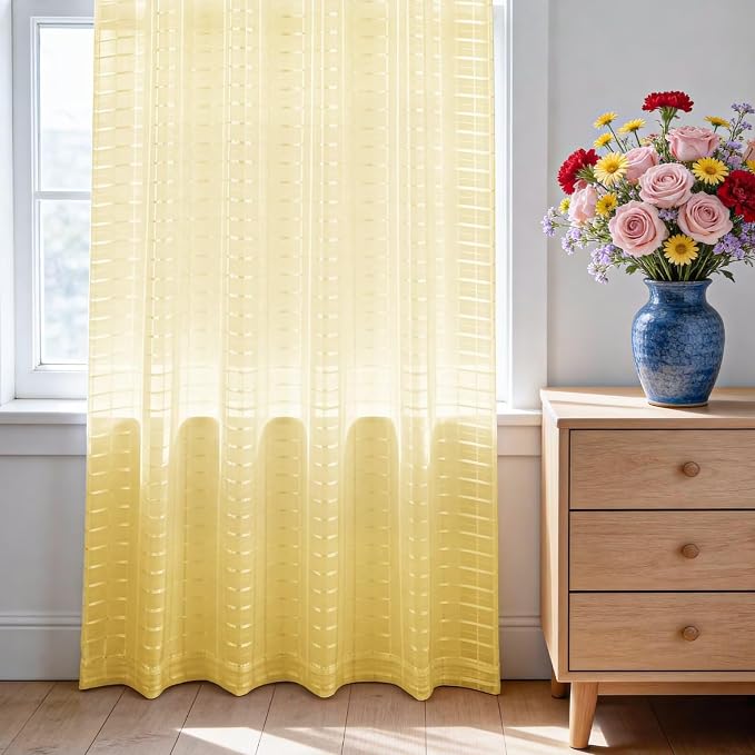 SpaceDresser Check Sheer Curtains 54 Inches Long - Image 3