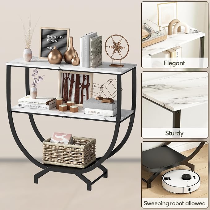GILLAS 3 Tier Console Tables, Sofa Table Behind Couch Table, Industrial - Image 5