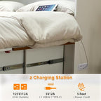 VINGLI Full Murphy Bed with Storage Drawer, 2 Charging Station, Rustic & - Image 5