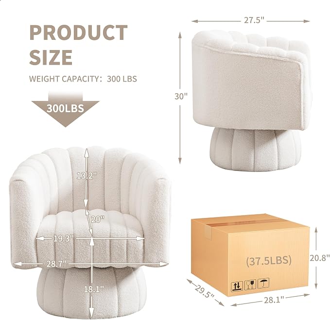 Swivel Accent Barrel Chair Set of 2- Cute Comfy Small Round 360° Arm Chair - Image 2