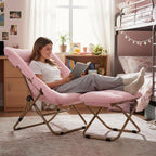 Tiita Folded Chair with Straight Ottoman, Soft Faux Fur Oversized Folding - Image 2
