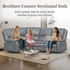 Yolsali Manual Reclining Sectional Sofa Set, 4 Seats Soft Leather Recliner - Image 3