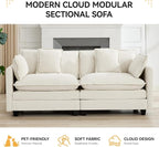 76'' Cloud Deep Seat Loveseat, Upholstered Chenille Modular 2-Seats Sectional - Image 6