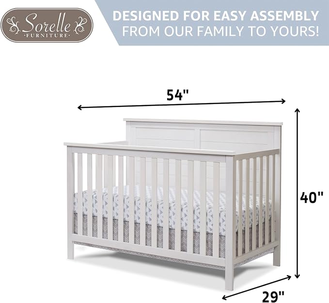 Sorelle Furniture Ashley Crib, Classic 4-in-1 Convertible Pannel Crib, Baby - Image 4