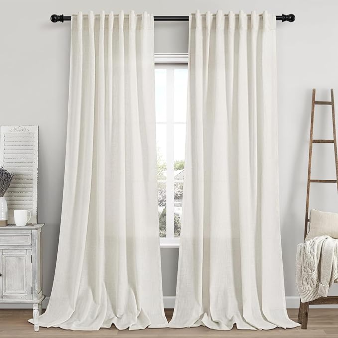 Cream Linen Curtains 109 Inches Long by Nanspring