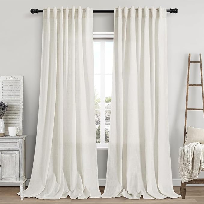 Cream Linen Curtains 119 Inches Long by Nanspring