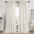 Cream Linen Curtains 115 Inches Long 2 Panels Set by Nanspring