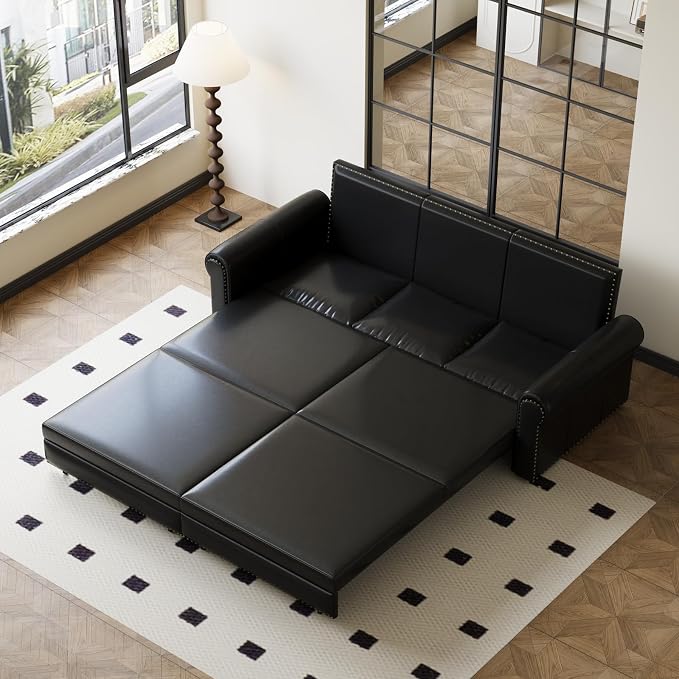 Faux Leather Sleeper Sofa Couch by LITVZ