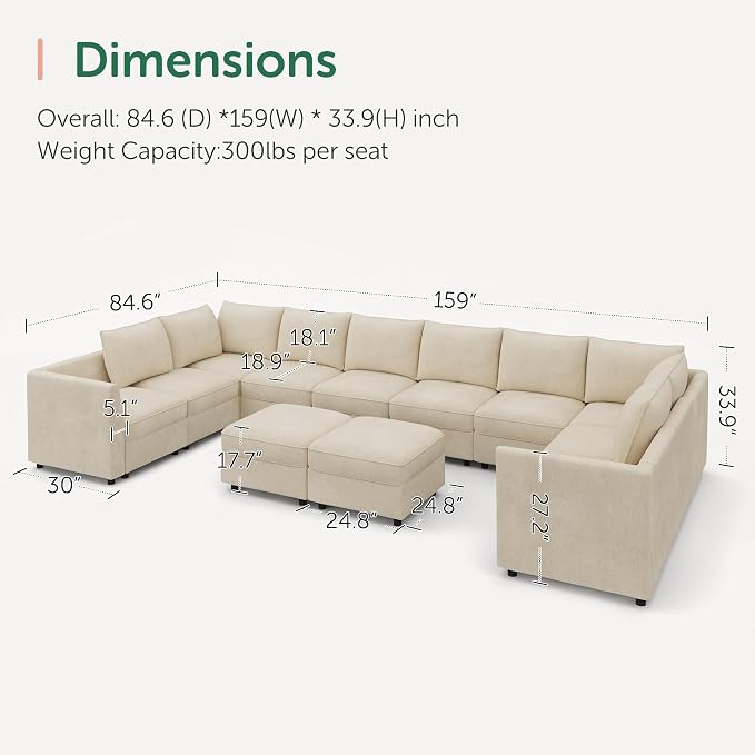HONBAY Modular Sectional Sofa Sleeper Couch - Image 2