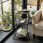 Small Round Side Table with Charging Station, 3-Tier Waist Circular End Table - Image 9
