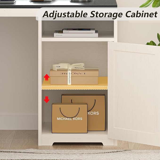 YOMILUVE 63" Farmhouse L Shaped Executive Desk - Image 6