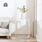 QEEIG Narrow C Shaped Side Table Set of 2 Living Room Sets Slim Couch Tray - Image 3