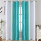 Teal and Grayish White Ombre Blackout Curtains - Image 2