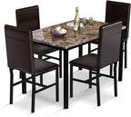 AWQM 5 Piece Dining Table Set for 4, Faux Marble Kitchen Table and Chairs for 4 by AWQM