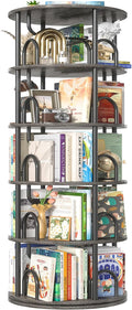 Aheaplus 5 Tier Rotating Bookshelf Tower, 360 Display Spinning Bookcase by Aheaplus