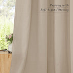 NICETOWN Taupe Short Linen Curtains - Image 3