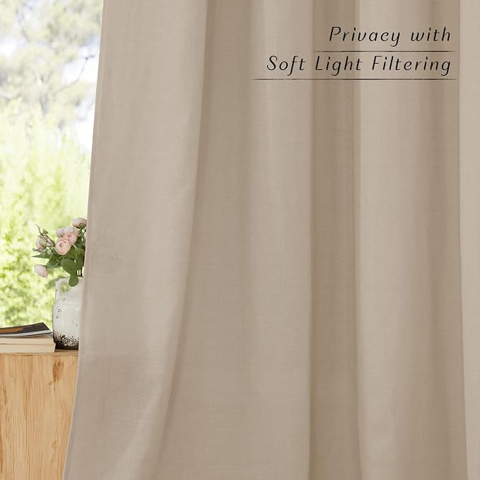NICETOWN Taupe Linen Kitchen Curtains 36 inch Length, Decorative Thick Flax - Image 7