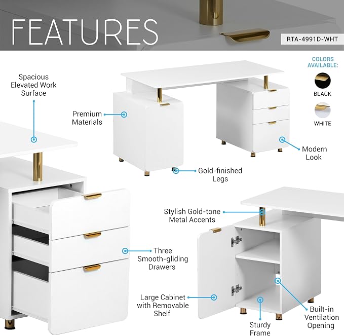Elegant 57" W Executive Desk - Image 4