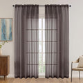 Chocolate Sheer Curtains 84 Inches Long 2 Panels Set, Light Filtering Sheer by OVZME
